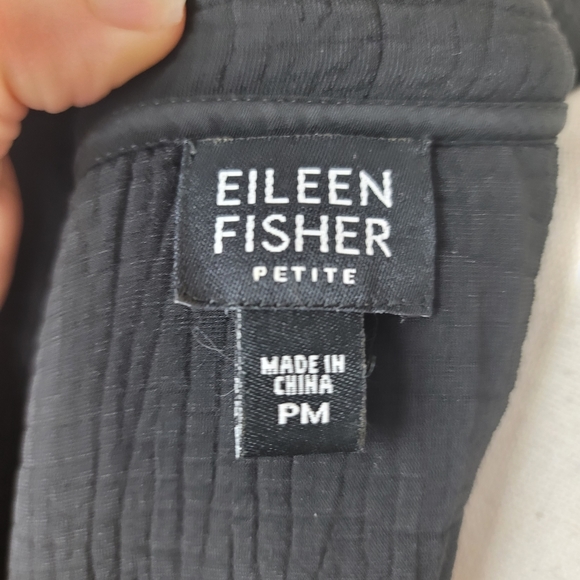 * Host Pick * Eileen Fisher Black Silk Blend Open Jacket Size PM - Picture 5 of 6